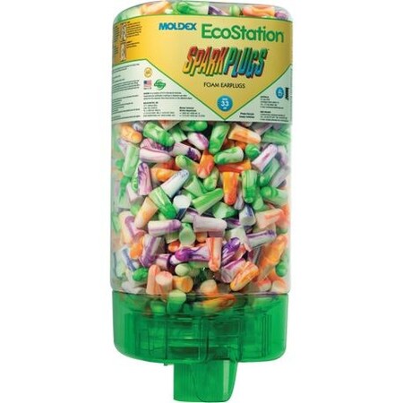 Moldex Disposable Uncorded Ear Plugs with Dispenser, Bullet Shape, 33 dB, 500 Pairs, Assorted Colors 6703